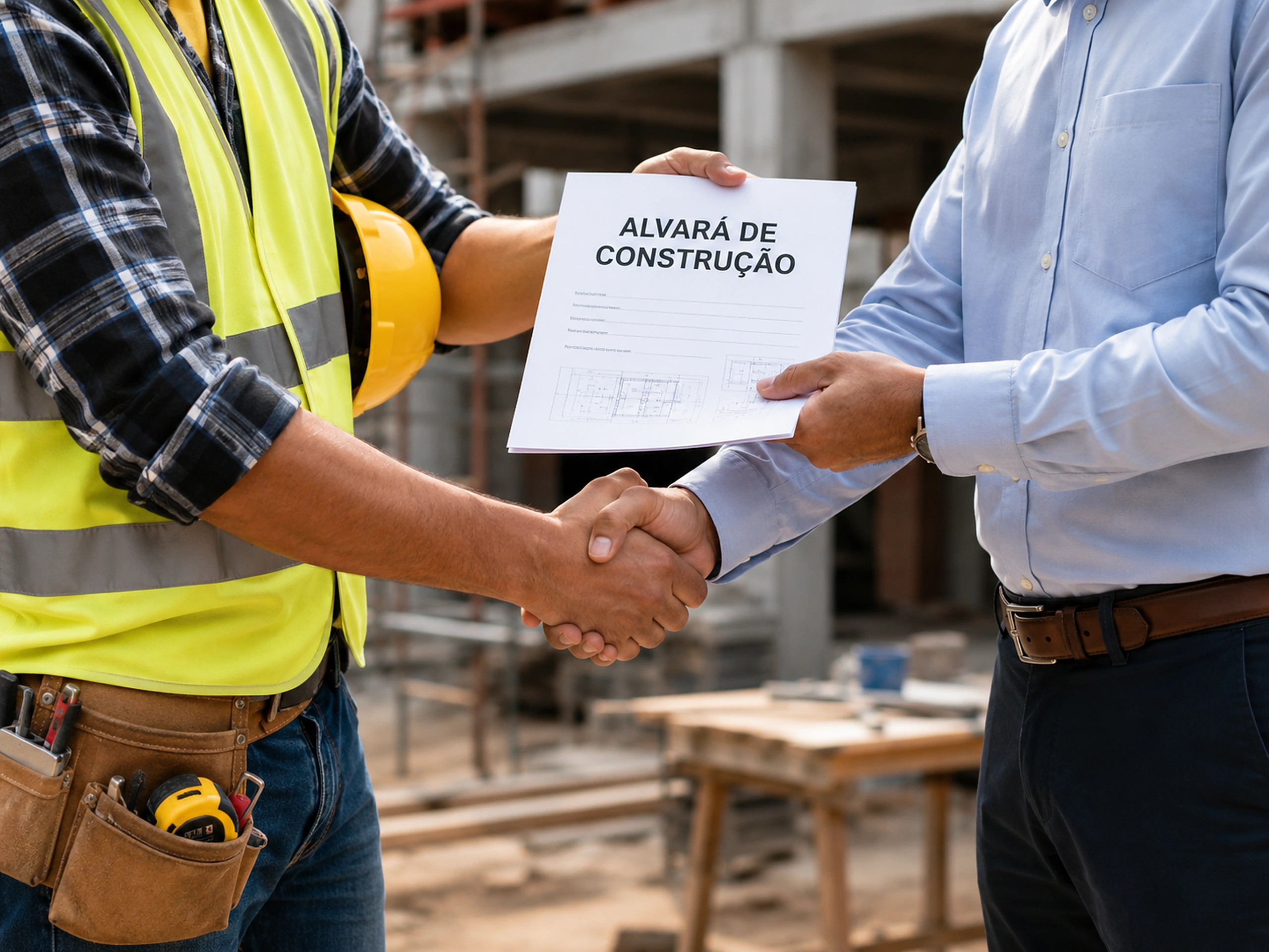 Entrega de alvará de construção em canteiro de obra